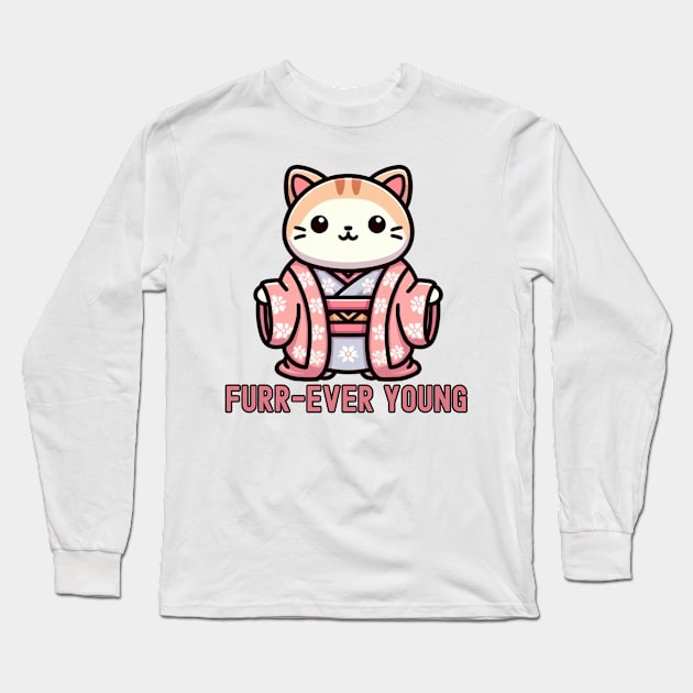 Forever Young Funny cat Long Sleeve T-Shirt by Japanese Fever